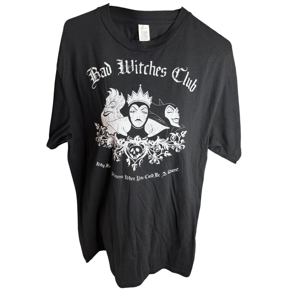 Bad Witches Club Graphic T-Shirt Black Cotton Evil Queen Villain Design M Disney